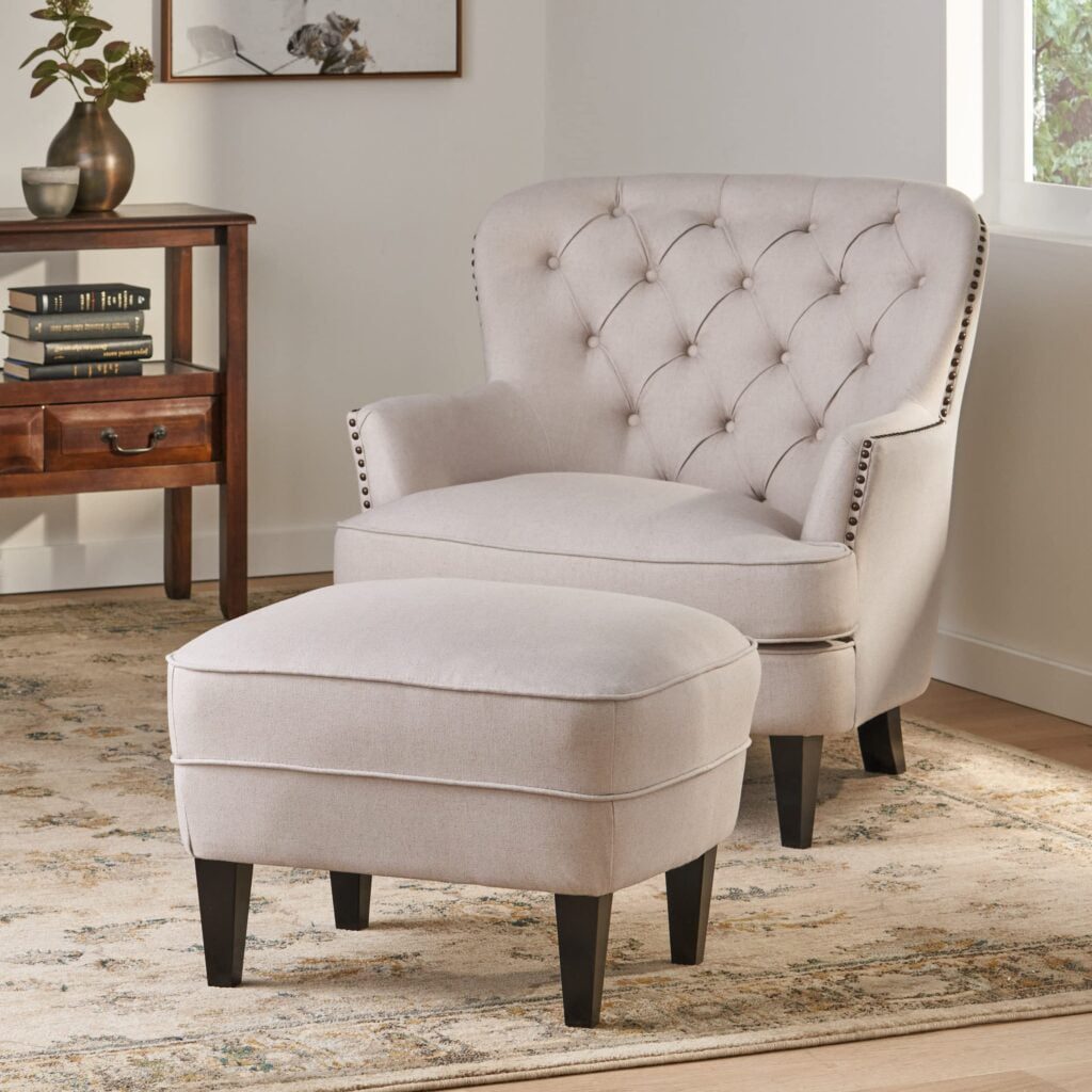 lfred fabric club chair with ottoman