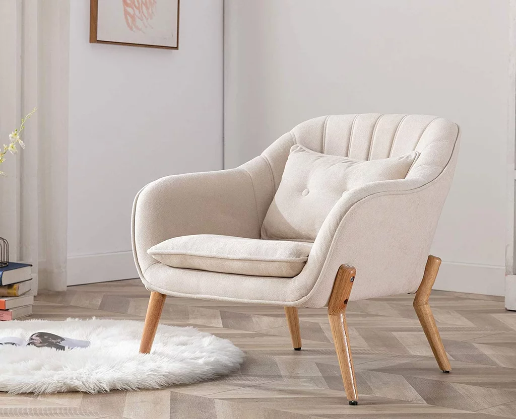 Top5ones Stylish-Accent-Chair-Guyou-Wood-Upholstered-Accent-Chair