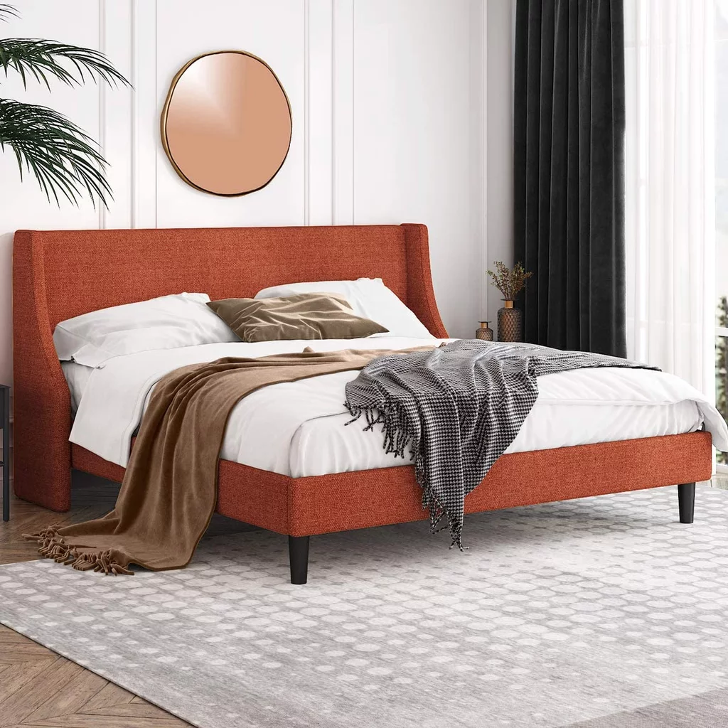 Top5ones Wingback-Bed-Einfach-Platform-Bed