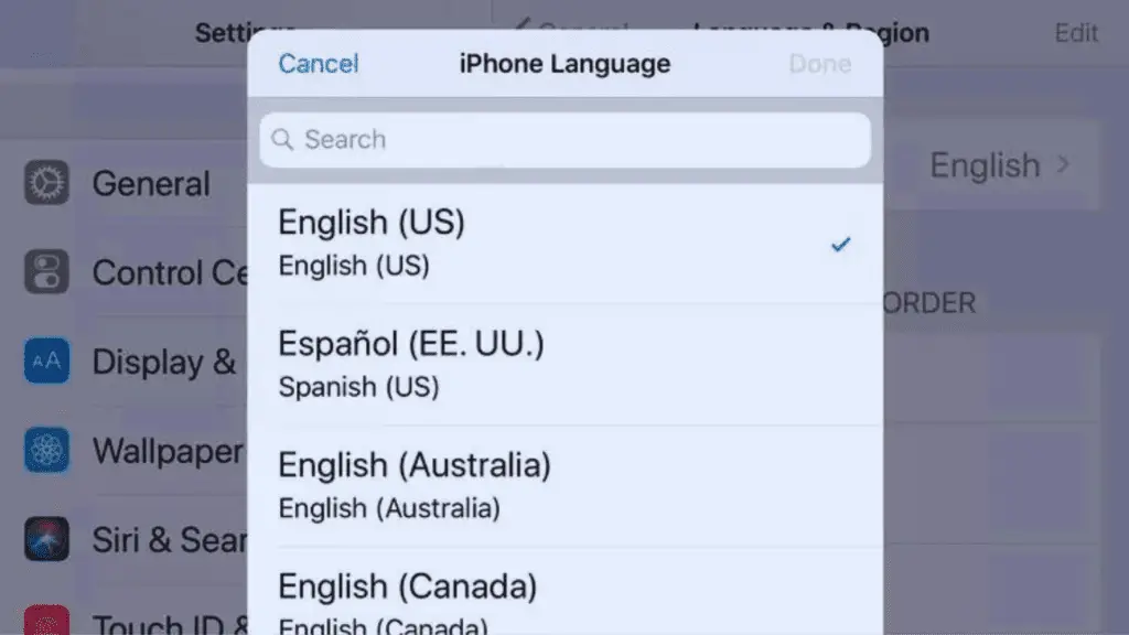 iPhone Language Change 